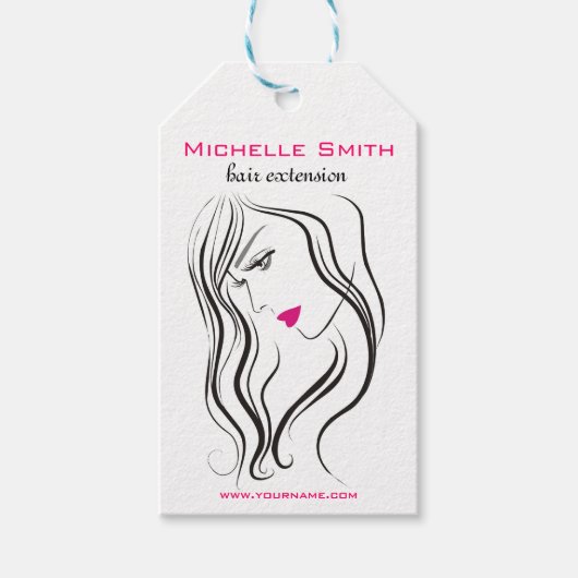 Mädchen mit Haarstyling-Symbol Geschenkanhänger (Vorderseite)