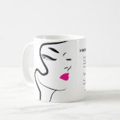 Mädchen mit Haarstyling-Symbol Kaffeetasse (Vorderseite Links)