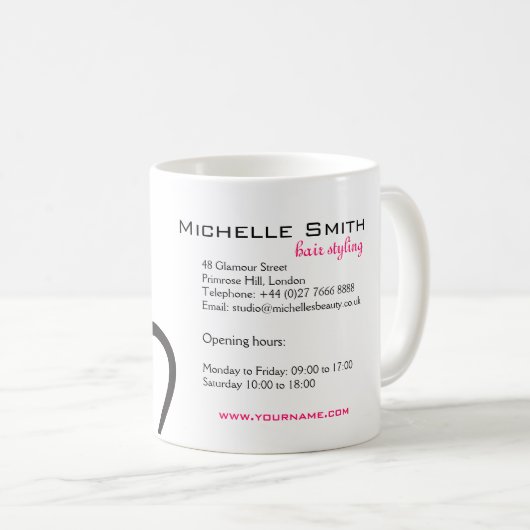 Mädchen mit Haarstyling-Symbol Kaffeetasse (VorderseiteRechts)