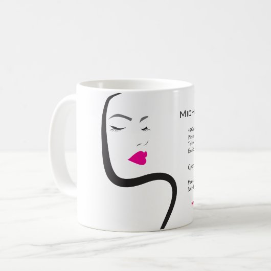 Mädchen mit Haarstyling-Symbol Kaffeetasse (Vorderseite Links)