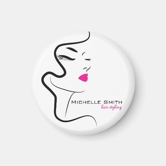 Mädchen mit Haarstyling-Symbol Magnet (Vorne)