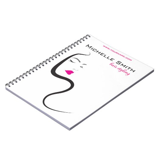 Mädchen mit Haarstyling-Symbol Notizblock (Linke Seite)