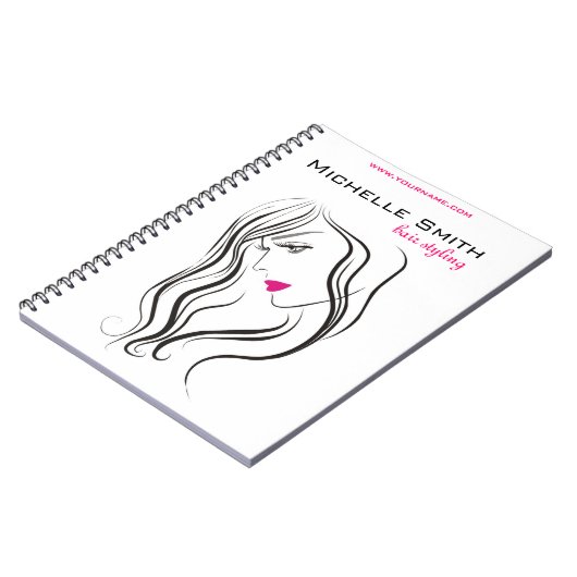 Mädchen mit Haarstyling-Symbol Notizblock (Linke Seite)