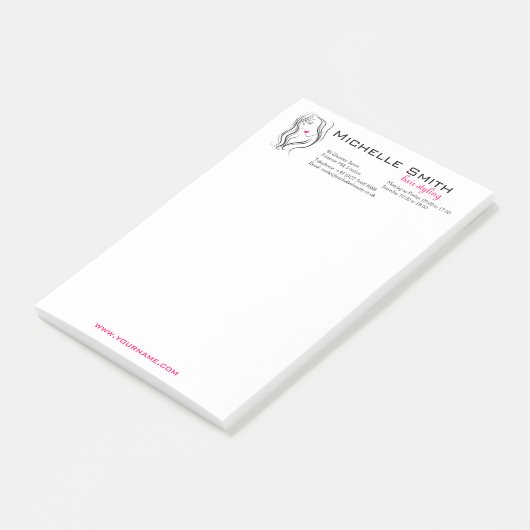 Mädchen mit Haarstyling-Symbol Post-it Klebezettel (angewinkelt)