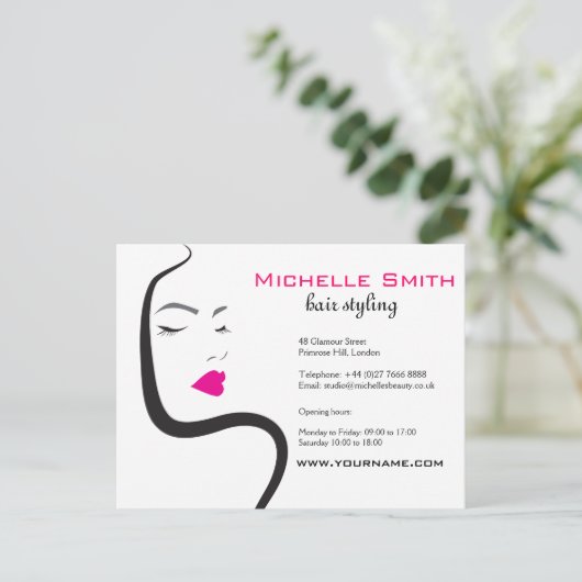 Mädchen mit Haarstyling-Symbol Postkarte (Stehend Vorderseite)