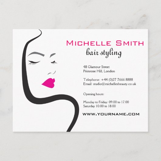 Mädchen mit Haarstyling-Symbol Postkarte (Vorderseite)