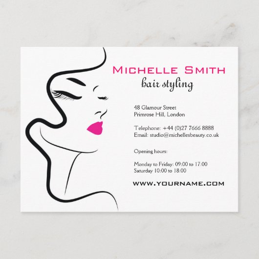 Mädchen mit Haarstyling-Symbol Postkarte (Vorderseite)