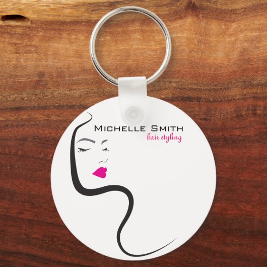 Mädchen mit Haarstyling-Symbol Schlüsselanhänger (Vorderseite)