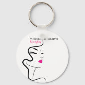 Mädchen mit Haarstyling-Symbol Schlüsselanhänger (Vorderseite)