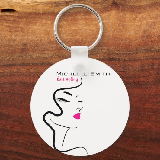 Mädchen mit Haarstyling-Symbol Schlüsselanhänger (Vorderseite)