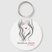 Mädchen mit Haarstyling-Symbol Schlüsselanhänger (Vorderseite)