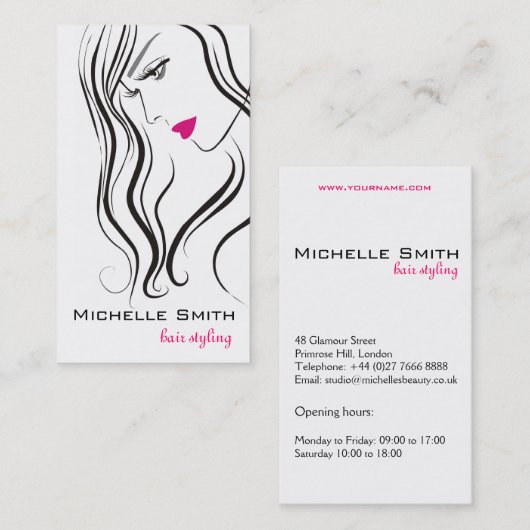 Mädchen mit Haarstyling-Symbol Visitenkarte (Vorne/Hinten)