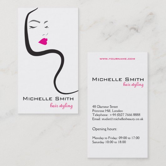 Mädchen mit Haarstyling-Symbol Visitenkarte (Vorne/Hinten)