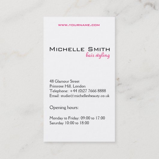 Mädchen mit Haarstyling-Symbol Visitenkarte (Rückseite)