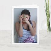 Mädchen mit Handheld Makeup Mirror Portrait Karte (Vorderseite)