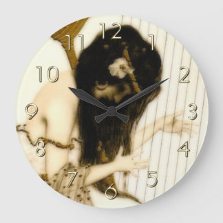 Mädchen mit Harp Große Wanduhr