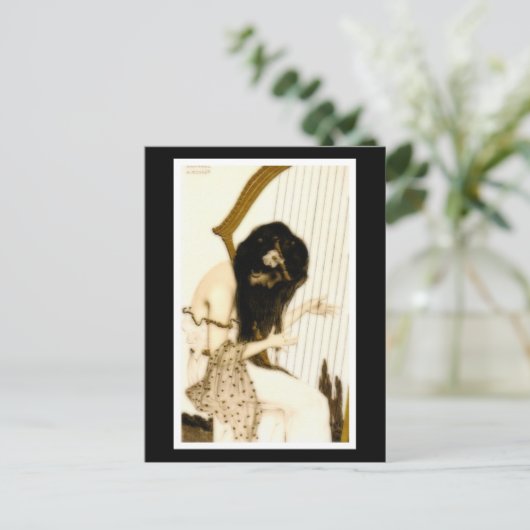 Mädchen mit Harp Postkarte (Stehend Vorderseite)