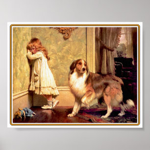 Mädchen mit Haustier Sheltie Poster