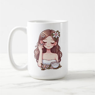 Mädchen mit Hautpflege Kaffeetasse
