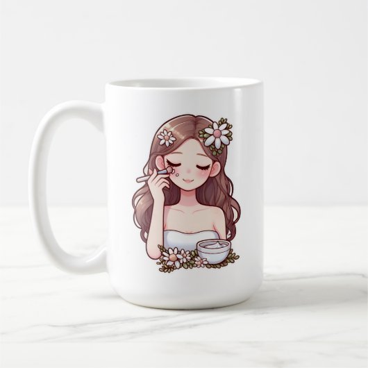 Mädchen mit Hautpflege Kaffeetasse (Links)