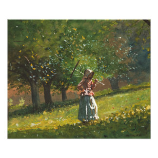 Mädchen mit Hay Rake Fotodruck