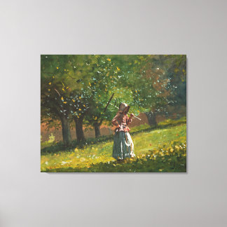 Mädchen mit Hay Rake Leinwanddruck