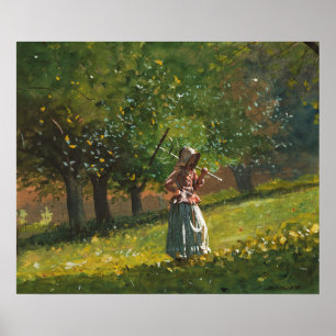 Mädchen mit Hay Rake Poster