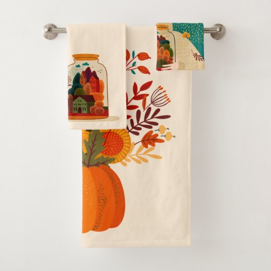 Mädchen mit Herbstbäumen im Jar Badhandtuch Set (Insitu)