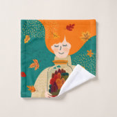 Mädchen mit Herbstbäumen im Jar Badhandtuch Set (Waschlappen)