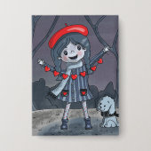 Mädchen mit Herz-Girlande Valentinstag-Button Button (Vorderseite)
