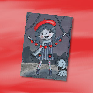 Mädchen mit Herz-Girlande Valentinstag-Button Button