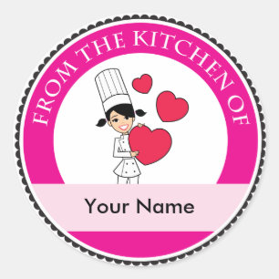 Mädchen mit Herz-Motiv - Runder Aufkleber