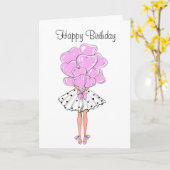 Mädchen mit Herzblasen Geburtstag Karte (Gelbe Blume)