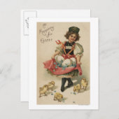 Mädchen mit Hühnern Postkarte (Vorne/Hinten)