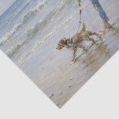 Mädchen mit Hund am Strand Decoupage Seidenpapier (Ausschnitt)