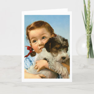 Mädchen mit Hund in Deutschland Feiertagskarte