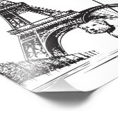 Mädchen mit Hund in Paris in der Nähe des Eiffeltu Fotodruck (Ecke)