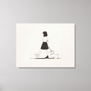 Mädchen mit Hund Leinwanddruck