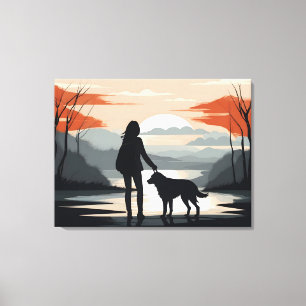 Mädchen mit Hund Leinwanddruck