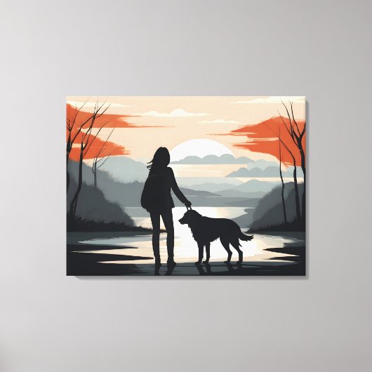 Mädchen mit Hund Leinwanddruck (Vorderseite)