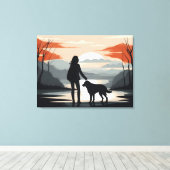 Mädchen mit Hund Leinwanddruck (Insitu (Holzboden))
