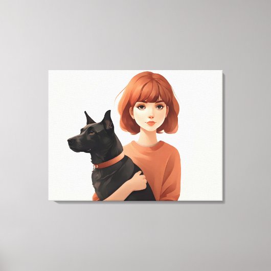 Mädchen mit Hund Leinwanddruck (Vorderseite)