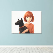 Mädchen mit Hund Leinwanddruck (Insitu (Holzboden))