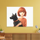 Mädchen mit Hund Leinwanddruck (Insitu (Wohnzimmer))