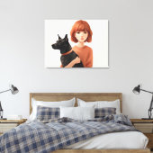 Mädchen mit Hund Leinwanddruck (Insitu (Schlafzimmer))