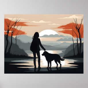 Mädchen mit Hund Poster