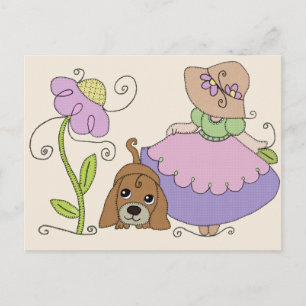 Mädchen mit Hund Postkarte