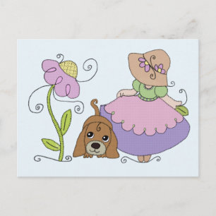 Mädchen mit Hund Postkarte
