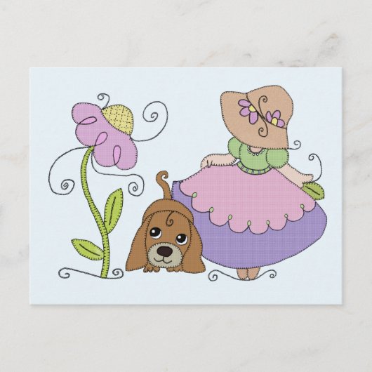 Mädchen mit Hund Postkarte (Vorderseite)