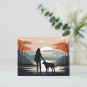 Mädchen mit Hund Postkarte (Stehend Vorderseite)